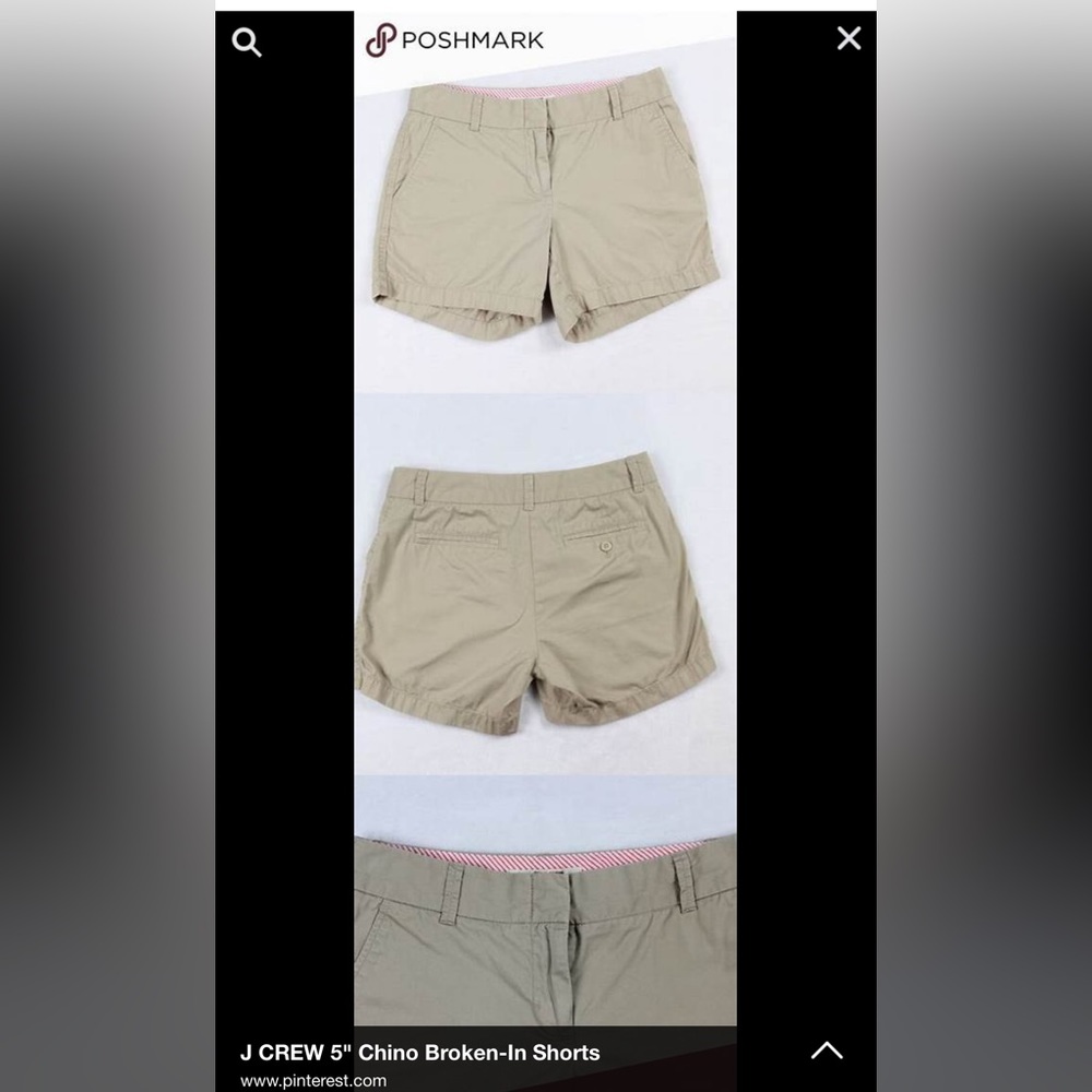 J CREW CHINO khaki broken in shorts 6 medium 100% cotton crew